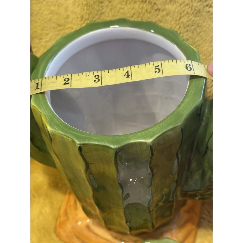 Clay Art Cactus Cookie Jar Ceramic Hand Painted Southwest Kitchen Kitchy - Picture 4 of 11